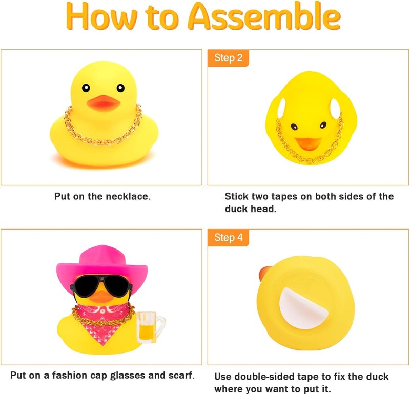 wonuu Rubber Duck Car Ornaments Funny Office Gifts Dashboard Decorations for Cool car Accessories with Cowboy Hat, White - Image 2